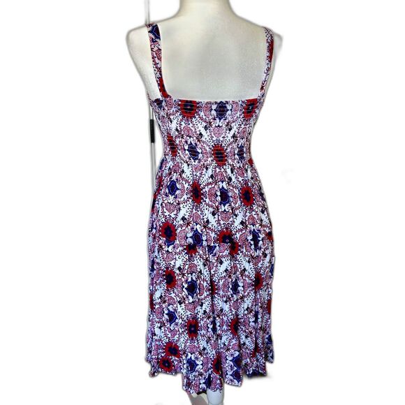 Japna Women's Smocked Dress in Patriotic Colors Body Con Fit and Flare Size S - Picture 2 of 6